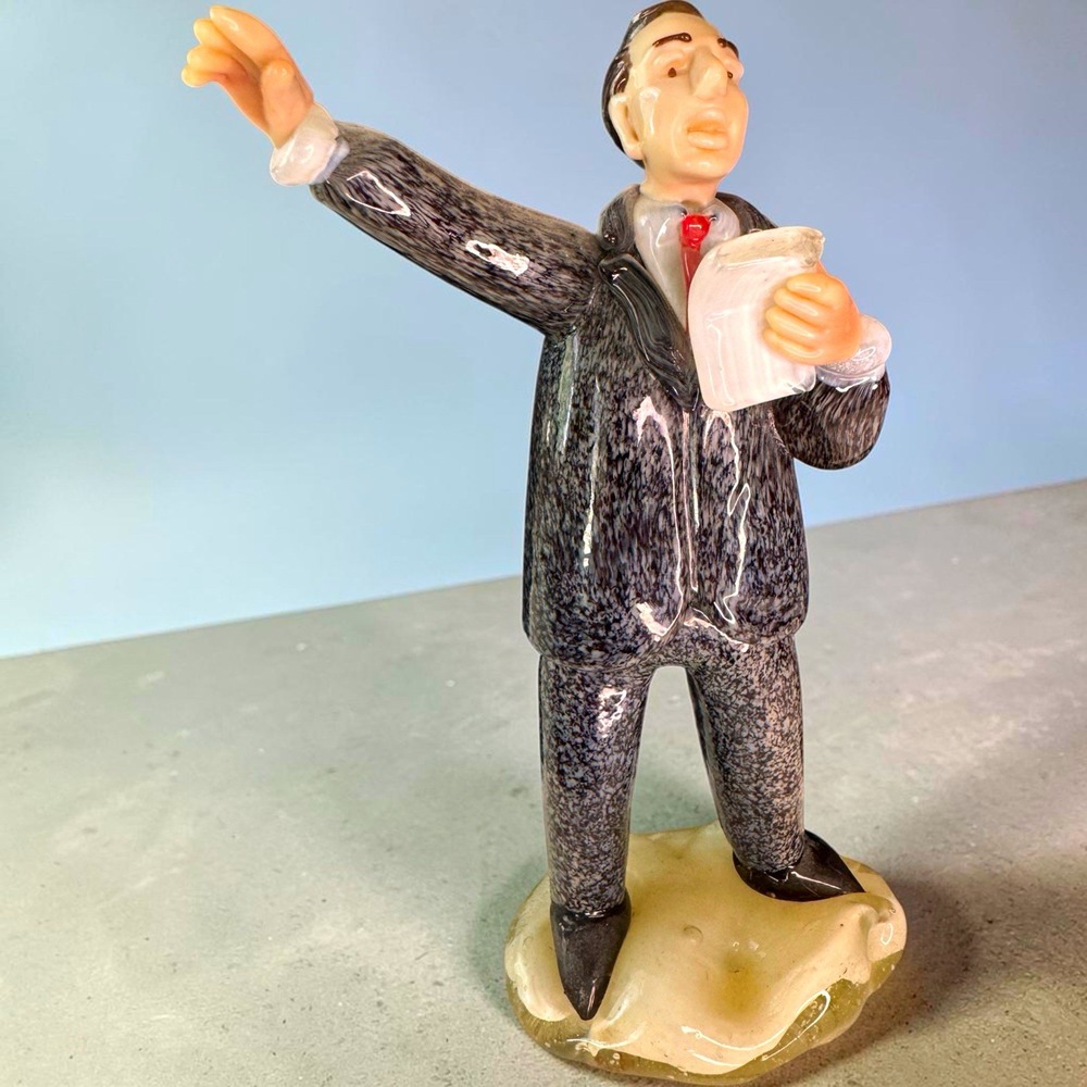 Vintage Murano Style Art Glass Politician Orator Lawyer Figurine Hand Blown 5.5"